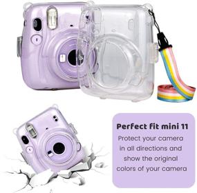 img 1 attached to Оптимальный прозрачный чехол для Fujifilm Instax Mini 11 с радужным плечевым ремнем - кристальный чехол для камеры Fujifilm Instax Mini 11