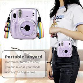 img 2 attached to Оптимальный прозрачный чехол для Fujifilm Instax Mini 11 с радужным плечевым ремнем - кристальный чехол для камеры Fujifilm Instax Mini 11