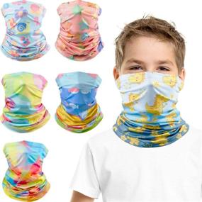 img 4 attached to 🧒 Kids Neck Gaiter Summer UV Protection Bandana Cartoon Outdoor Balalclava Scarf (Pack of 6) for Boys and Girls