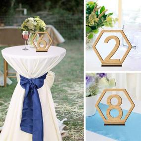 img 1 attached to WOWOSS 20-Pack Double Sided Hexagon Wooden Table Numbers with Base - 1 to 20 Wedding Table Numbers for Party, Events, Catering Decoration & More