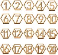 wowoss 20-pack double sided hexagon wooden table numbers with base - 1 to 20 wedding table numbers for party, events, catering decoration & more logo