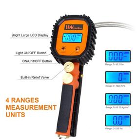 img 3 attached to 🚗 HamWoo Цифровой насос для шин с ЖК-дисплеем, светодиодной рабочей лампой, измерительным датчиком давления 250 PSI, двойным наконечником для шин и воздушным компрессором с резьбой 1/4”-18NPT (женский)