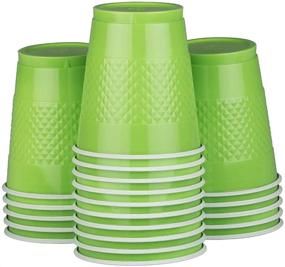 img 4 attached to 🍹 Vibrant Lime Green Plastic Party Cups - 12 oz - Pack of 20 Glasses by JAM PAPER