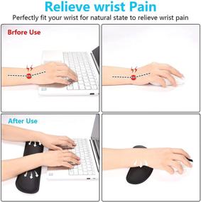 img 1 attached to 🖥️ DAPESUOM Keyboard Wrist Rest Pad and Mouse Wrist Rest Support - Ergonomic Mouse Pad for Easy Typing, Pain Relief - Upgrade Cleanable PU Leather Keyboard Wrist Pillow Rest Pad with Widened Memory Foam Set in Black