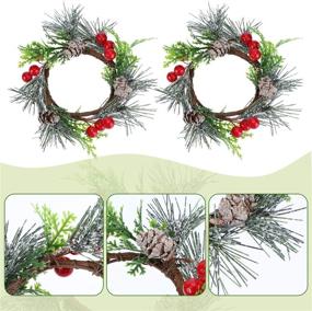 img 2 attached to 🕯️ Vibrant Red Christmas Candle Ring Set with Pine Cones: Stunning Decor for Home, Wedding & Holiday Table