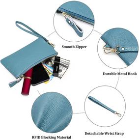 img 1 attached to Elegant Women's Wristlet Clutch: Slim Leather Wallet with RFID Blocking - Secure your Essentials in Style!