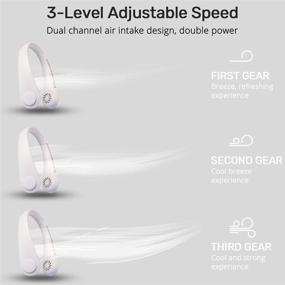 img 2 attached to 🌀 Hands-Free Bladeless Neck Fan, USB Rechargeable Portable Neck Fan with 4000 mAh Battery, Headphone Design Personal Cooling Fan – 3 Speeds