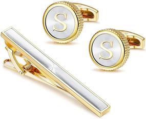 img 4 attached to 💼 Luxurious Alphabet Cufflinks: Men's Essential for Business & Wedding Attire - LOLIAS Accessory Collection