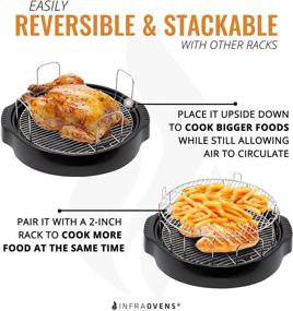 img 2 attached to 4-Inch Reversible Stainless Steel Grill Rack - Compatible with NuWave Oven Pro, Primo, NutriChef, Black Decker - Ideal Accessory for Cooking, Baking, and Cooling in Infrared Kitchen Convection Toaster Oven