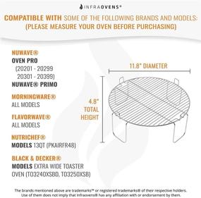 img 1 attached to 4-Inch Reversible Stainless Steel Grill Rack - Compatible with NuWave Oven Pro, Primo, NutriChef, Black Decker - Ideal Accessory for Cooking, Baking, and Cooling in Infrared Kitchen Convection Toaster Oven