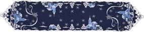 img 1 attached to 🎄 Add Elegance to your Christmas Decor with Simhomsen Decorative Navy Blue Table Runners: A Charming Village in A Snowing Winter Night