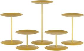 img 4 attached to 🔥 Enhance Your Décor with Smtyle Gold Candle Holder Set - Perfect Centerpiece for Pillar Candles - Set of 5 Plates for Table or Floor - Elegant Iron Design