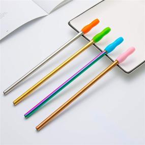 img 2 attached to 🥤 NEBYWOLD Stainless Steel Drinking Straws Bundle: 4 Colors + Free Cleaning Brushes for Senior-Grade Reusable Straws