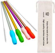 🥤 nebywold stainless steel drinking straws bundle: 4 colors + free cleaning brushes for senior-grade reusable straws logo