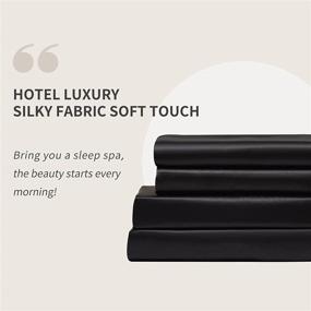 img 3 attached to 🛏️ Candoury Satin Silk Sheets Queen Bed Set - 4 Piece, Soft and Durable Pillowcase, Flat Sheet and Fitted Sheet - Hotel Luxury Bed Sheets Set (Queen Size, Black)