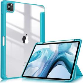 img 4 attached to Fintie Hybrid Slim Case For IPad Pro 11-Inch (3Rd Generation) 2021 - [Built-In Pencil Holder] Shockproof Cover W/Clear Transparent Back Shell