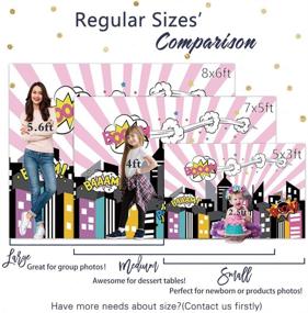 img 3 attached to 🎉 Vibrant Allenjoy 7x5ft Supergirl Party Backdrop: Captivating Superhero Cityscape for Memorable Photo Booth Moments at Girls' Birthday Party, Baby Shower & More!