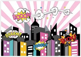 img 4 attached to 🎉 Vibrant Allenjoy 7x5ft Supergirl Party Backdrop: Captivating Superhero Cityscape for Memorable Photo Booth Moments at Girls' Birthday Party, Baby Shower & More!