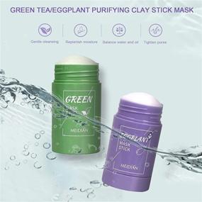 img 3 attached to 🍆 Green Tea/Eggplant Purifying Clay Stick Mask 2-Pack: Deep Clean Pores, Remove Blackheads, and Control Oil for All Skin Types - Men and Women