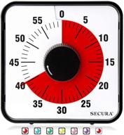 🕐 secura 60-minute visual countdown timer - oversize classroom timer for kids and adults - durable mechanical kitchen timer clock with magnetic backing (red) logo