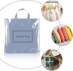 img 2 attached to 100-Piece Thank You Bags for Business - 12 x 15.7 Inch Reusable Plastic Shopping Bags with Soft Loop Handle - Ideal for Stores, Boutiques, Clothes, Bags (Silver)