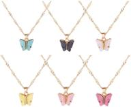 🦋 colorful acrylic butterfly necklace and earrings set - fashion jewelry gift for women and girls logo