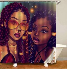 img 3 attached to 🛁 4-Piece Afro Black Twins Bathroom Rug and Mat Sets featuring African American Women, with Black Girl Magic Shower Curtains, Toilet Pad Cover, and Bath Mat – Shower Curtain Sets