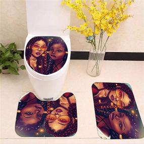 img 2 attached to 🛁 4-Piece Afro Black Twins Bathroom Rug and Mat Sets featuring African American Women, with Black Girl Magic Shower Curtains, Toilet Pad Cover, and Bath Mat – Shower Curtain Sets