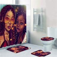 🛁 4-piece afro black twins bathroom rug and mat sets featuring african american women, with black girl magic shower curtains, toilet pad cover, and bath mat – shower curtain sets logo