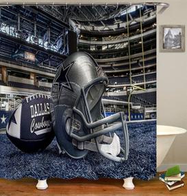 img 2 attached to Camille & Andrew 4 Piece White Navy Blue Texas Star Helmet Shower Curtain Set with Non-slip 🏈 Bath Rugs - American Sports Field Arena Football Player Athletic Championship Cool Bathroom Decor for Men in Stadium Theme