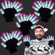 amenon 4 pairs led gloves: flashing finger gloves for kids teens - perfect for neon rave party, holiday gift, birthday carnival & christmas party favors логотип