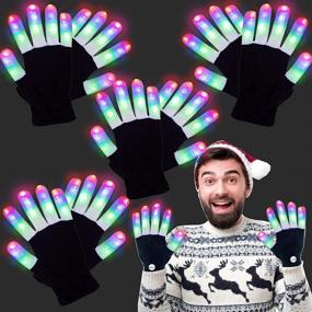 img 4 attached to AMENON 4 Pairs LED Gloves: Flashing Finger Gloves for Kids Teens - Perfect for Neon Rave Party, Holiday Gift, Birthday Carnival & Christmas Party Favors