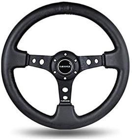 img 1 attached to 🚗 NRG Innovations 350mm Deep Dish Steering Wheel in Black Leather (Part: ST006R)