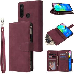 img 4 attached to 👜 Stylish Wine Red Wallet Case with 6 Card Slots for Moto G Power 2020