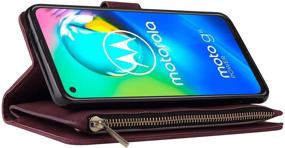 img 2 attached to 👜 Stylish Wine Red Wallet Case with 6 Card Slots for Moto G Power 2020