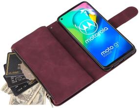 img 3 attached to 👜 Stylish Wine Red Wallet Case with 6 Card Slots for Moto G Power 2020