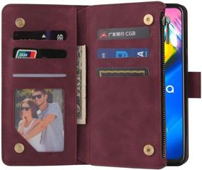 img 1 attached to 👜 Stylish Wine Red Wallet Case with 6 Card Slots for Moto G Power 2020