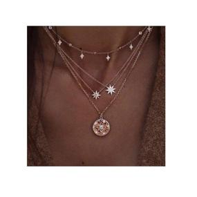 img 4 attached to 🌙✨ Kercisbeauty Moon and Star 4 Layered Necklace: Stunning Gold Pendant for Women and Girls - Perfect Charm Jewelry Set, Ideal Gift for Her