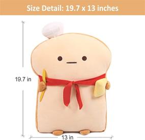 img 1 attached to ARELUX 19.7'' Funny Sliced Bread Pillow with Red Scarf - Toast Shape Plush Hugging Cushion, Soft Food Sofa Pillow for Home Decor, Ideal Gift for Kids' Birthday, Valentine's Day, Christmas