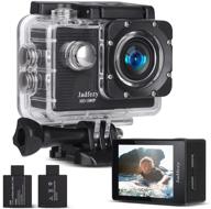 jadfezy action camera: 1080p водонепроницаемая, eis, две 📸 900mah батареи, широкий угол - поставляется с комплектом аксессуаров! логотип