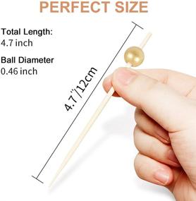 img 3 attached to 120PCS Fancy Cocktail Picks, Elegant Appetizer Toothpicks, Bamboo Skewers for Wedding Party, Gold Pearl Food Picks (4.7 Inch)