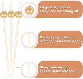 img 2 attached to 120PCS Fancy Cocktail Picks, Elegant Appetizer Toothpicks, Bamboo Skewers for Wedding Party, Gold Pearl Food Picks (4.7 Inch)