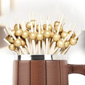 img 1 attached to 120PCS Fancy Cocktail Picks, Elegant Appetizer Toothpicks, Bamboo Skewers for Wedding Party, Gold Pearl Food Picks (4.7 Inch)