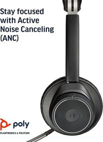 img 1 attached to 🎧 Plantronics Voyager Focus UC with Charge Stand - Bluetooth Dual-Ear Headset with Boom Mic - Active Noise Canceling - PC and Mac Compatible - Works with Teams, Zoom & More