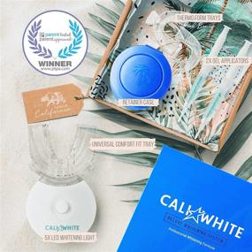 img 3 attached to 🌟 Get a Dazzling Smile with Cali White Teeth Whitening Kit - Organic Gel, LED Light Accelerator, Sensitive Teeth Friendly - Includes 2X5mL Syringes, Whitening Trays & Case
