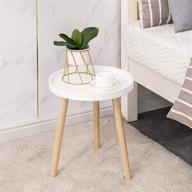 🪐 apicizon round side table: versatile white tray nightstand for small spaces - 15 x 18 inches logo