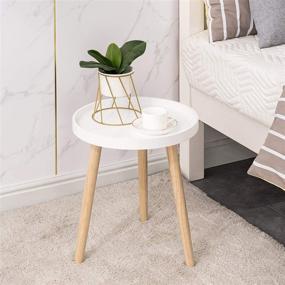 img 4 attached to 🪐 APICIZON Round Side Table: Versatile White Tray Nightstand for Small Spaces - 15 x 18 Inches