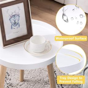 img 3 attached to 🪐 APICIZON Round Side Table: Versatile White Tray Nightstand for Small Spaces - 15 x 18 Inches