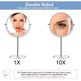 img 2 attached to 🔍 Orange Tech 8-Inch Large Double-Sided 1X/10X Makeup Mirror - 360° Swivel & 10X Magnification - Vanity Mirror with Stand, Removable Base & 15-Inch Height