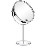 🔍 orange tech 8-inch large double-sided 1x/10x makeup mirror - 360° swivel & 10x magnification - vanity mirror with stand, removable base & 15-inch height logo